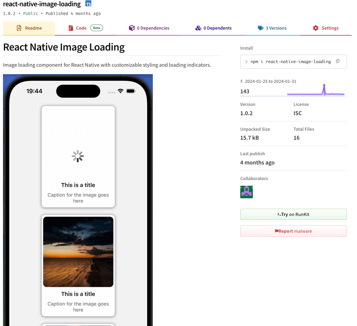 Image Loading (NPM package)
